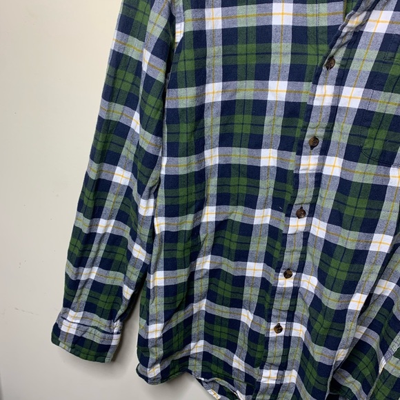 Saddlebred Flannel Button Down Shirt Green Yellow - Picture 6 of 12